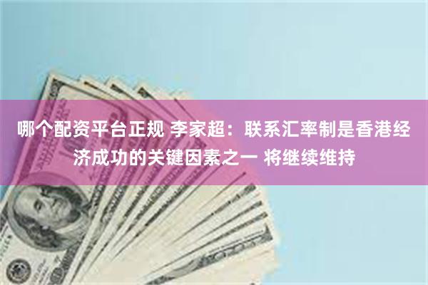 哪个配资平台正规 李家超：联系汇率制是香港经济成功的关键因素之一 将继续维持